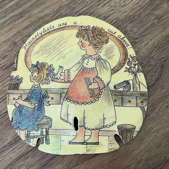 Vintage Decoupage Sand Dollar Hairstylist Are A Cut Above Novelty Hand Made - Picture 1 of 4